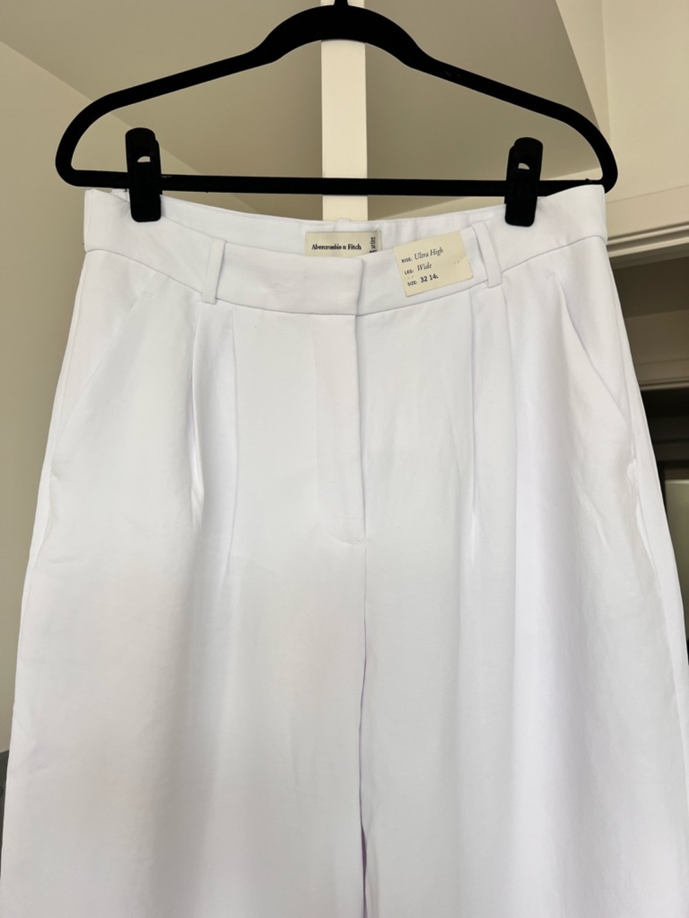 NWT Abercrombie & Fitch Sloane Tailored Wide Leg Pant- White- 32/14 LONG - Picture 4 of 15
